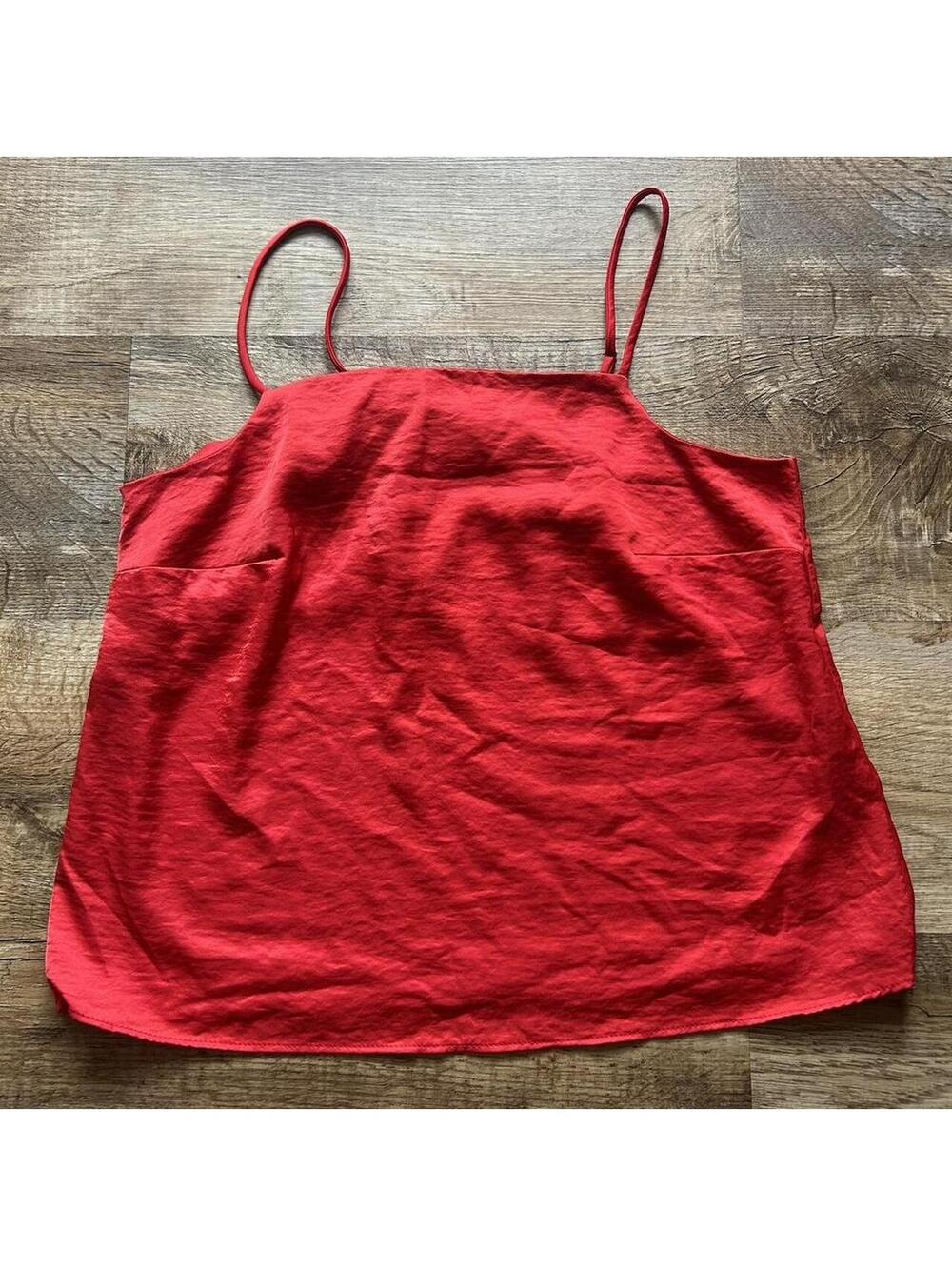 Auden Red Satin Silky Cami Top Size M Adjustable Straps
